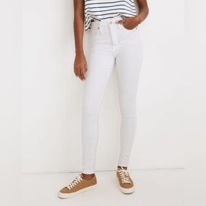 NWT Madewell 10" High-Rise Skinny Jeans in Pure White Stretch Denim 25
